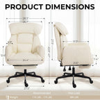 Dowinx Cross Legged Office Chair With Pivoting Armrests,Criss Cross Chair With Pocket Spring Seat & Back,Reclining Computer Gaming Chair With Footrest And Metal Base (Cream)