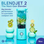 Blendjet 2 Portable Blender For Smoothies & Shakes - Blendjet Cordless Personal & Small Blender, Usb-C Rechargeable & Self Cleaning - (Mint, 16 Oz.)