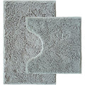 Bathroom Rugs Sets 2 Piece,Super Absorbent Chenille Bath Mats and U-Shaped Toilet Rug,Strong PVC Non Slip Backing,Microfiber Washable Dry Quickly Bath Mats for Bathroom(20"x32"+20"x20"U, Light Grey)