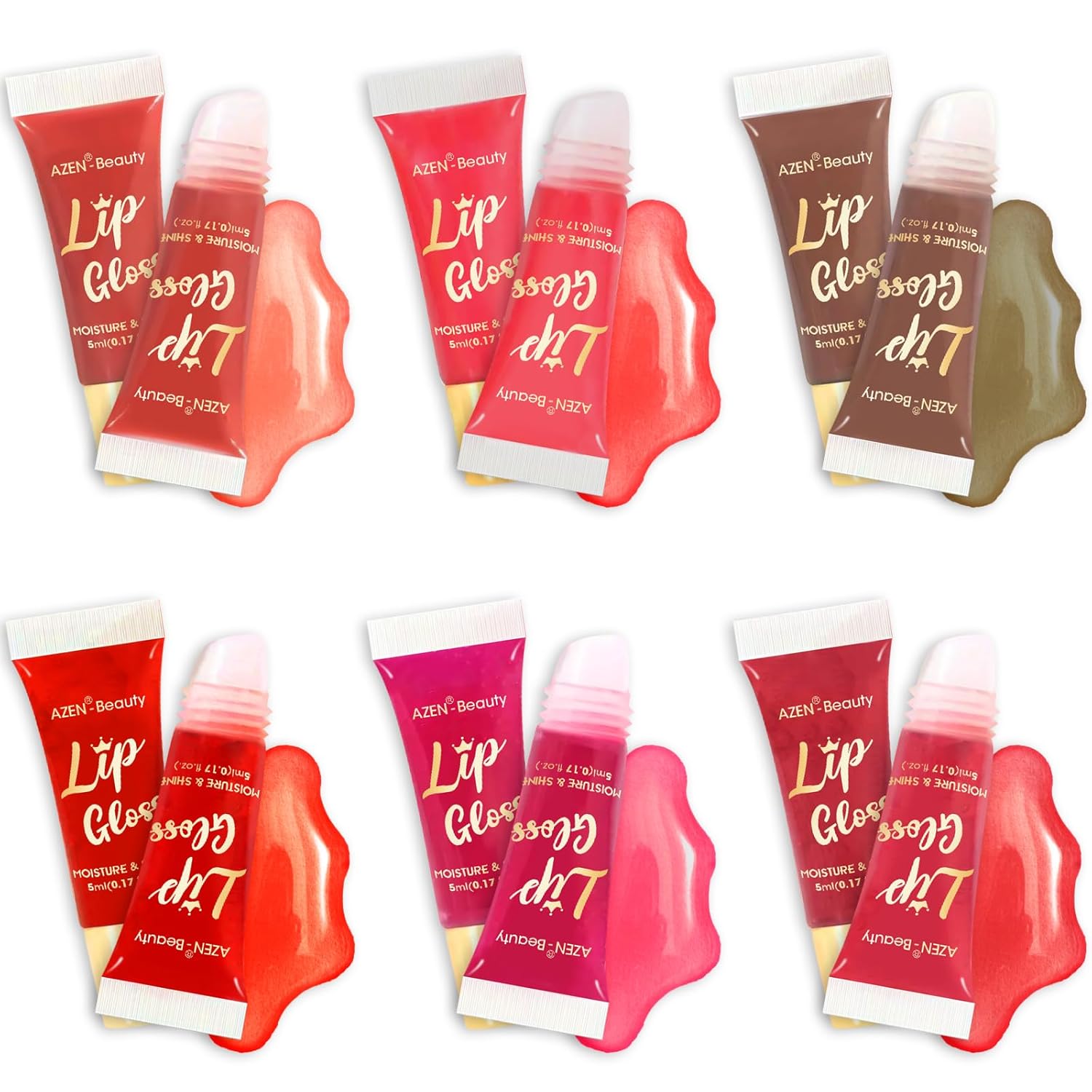 AZEN 24 Pack Lip Gloss Set, Color Lip Oil for Dry Cracked Lips Moisturizing Hydrating Nourishing with Vitamin E, Mothers Day Gifts for Women