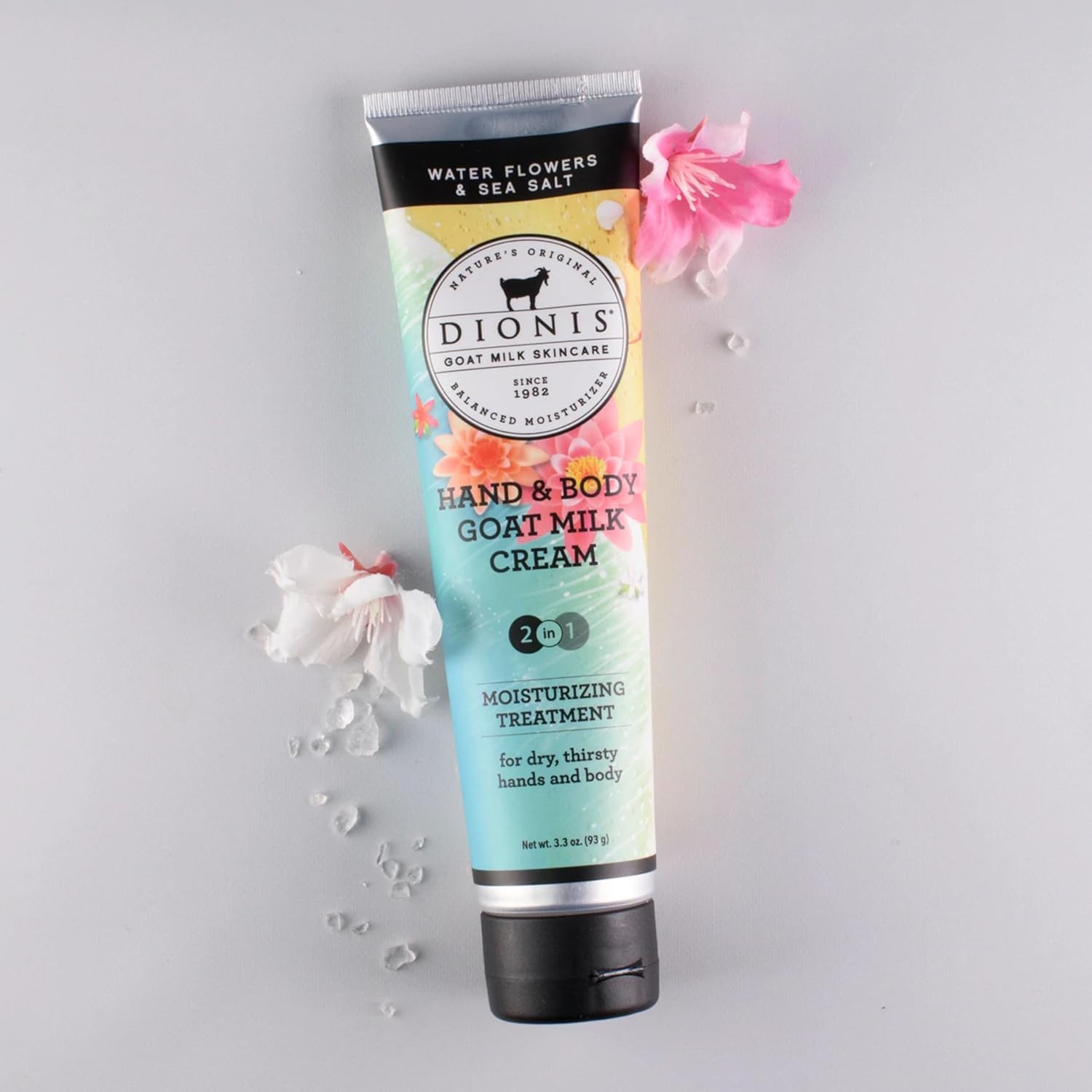 Dionis Goat Milk Hand & Body Cream Water Flowers & Sea Salt 3.3oz (Pack of 1)