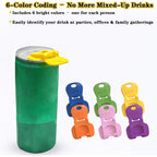 6Pcs Colorful Can Tab Openers & Leak-Proof Drink Covers – One-Hand Soda Can Opener And Reusable Protector Caps For Coke, Beer, Soda, And Aluminum Cans For Parties, Bbq, Camping & Travel(New Model)