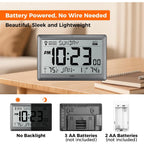 Atomic Wall Clock With Indoor Outdoor Temperature, 10.5 Inch Digital Wall Clock Battery Operated, Dst, 12/24 Hour For Living Room Bedroom (Silver)