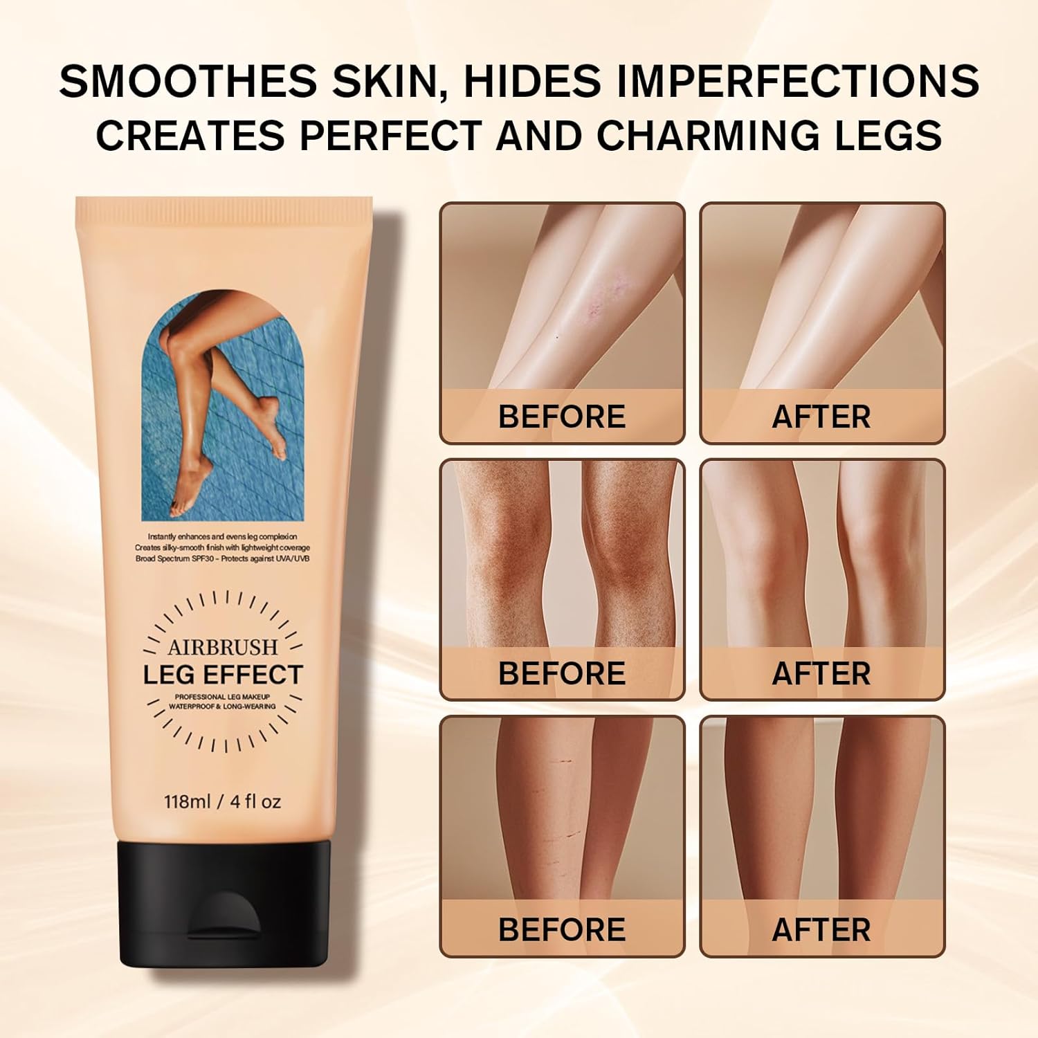 Leg Makeup Waterproof No Transfer,Flawless Looking Leg and Body Scar Cover up Makeup,Waterproof Long Last Easy Application for All Skin Tones.(2# Medium Golw)