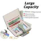GAEKEAO Small Wallets for Women RFID Blocking Bifold Floral Vegan Leather Wallet Card Holder with Zipper Pocket ID Window