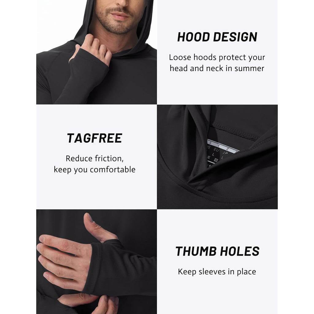 Tacvasen Men'S Long Sleeve Active T-Shirts Upf 50+ Hoodies Sun Protection Shirt Lightweight Quick Dry Rash Guards