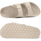 Shevalues Women'S Comfort Sandals With Medium Arch Support Double Buckle Adjustable Eva Slides For Summer Beach
