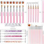 Nail Art Brushes Nail Art Tool Kit, Nail Design Tools Set with Liner Brushes, Dotting Pens, UV Gel Brushes, for DIY Nail Art, Salon and Home Use (Pink Style 37pcs)