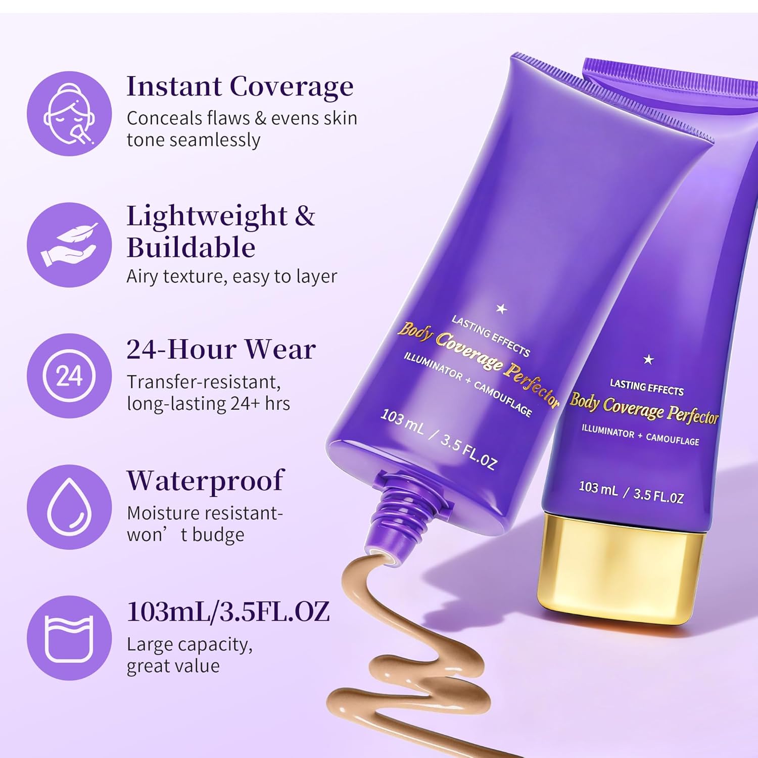 Tattoo Cover Up Concealer, Bruise Scar Make up Tattoo Concealer Skin Full Coverage for Leg & Body Makeup, Body Coverage Perfector Waterproof with Long Lasting 3.5oz, Deep Radiance