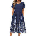 Hotouch Women'S Summer A-Line Midi Dresses 2026 Casual Floral Short Sleeve T-Shirt Dress Flowy Beach Sundress With Pockets