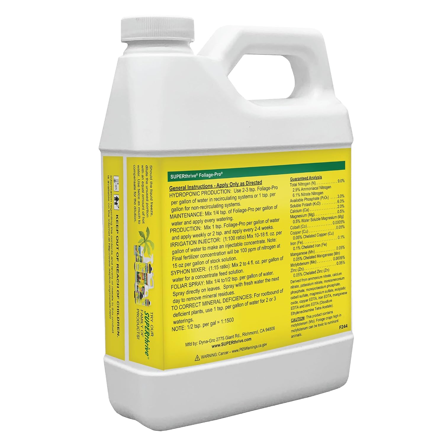 Dyna Gro Foliage Pro 32Oz 1 Quart Liquid Plant Dyna Gro Fertilizer Bloom Grow