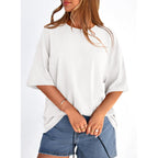 Womens 2026 Spring Going Out Tops Casual Short Sleeve Crewneck Loose Fit Basic Oversized T Shirts Summer Outfits