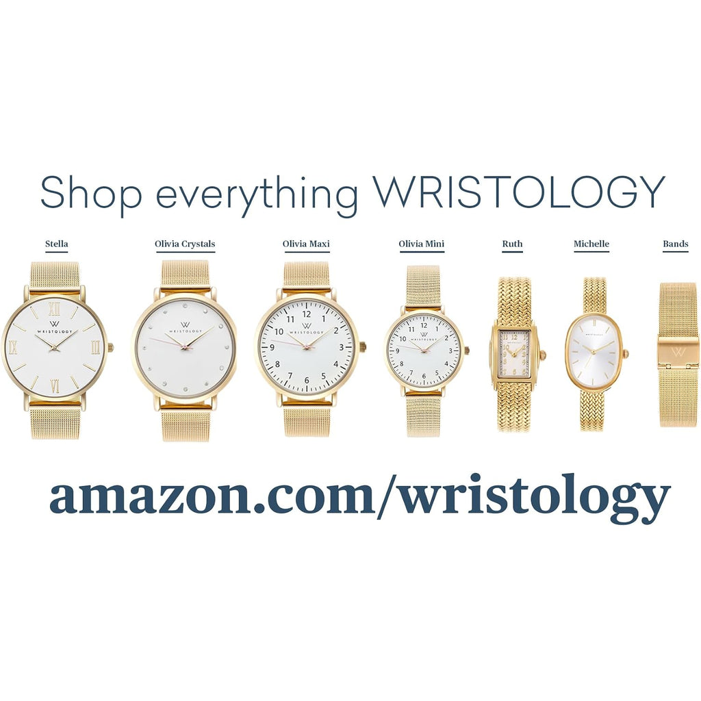 Maxi Crystal Womens Watch - Interchangeable Genuine Leather Band - Large Easy To Read Watch With Second Hand For Women, Nurses, Teachers Moms