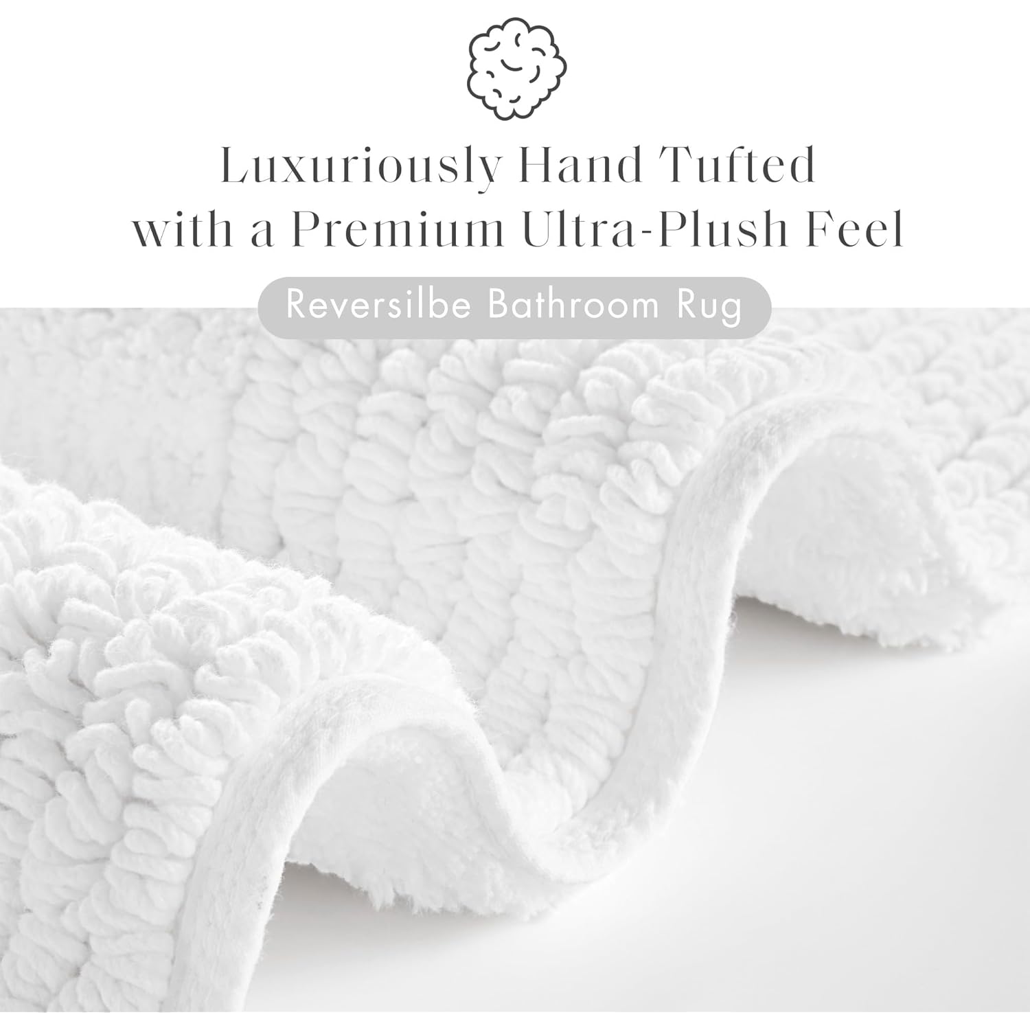 Madison Park Splendor Reversible 100% Cotton Tufted Bathroom Rug-3000 GSM Hotel Quality Luxurious Plush Medium Pile Bath Mat Absorbent, Quick Dry, Shower Room Décor, 21x34, White