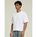 Cropped Oversized Men'S T-Shirts Cotton Fashion Boxy T Shirt Short Sleeve Crew Neck Tee For Men