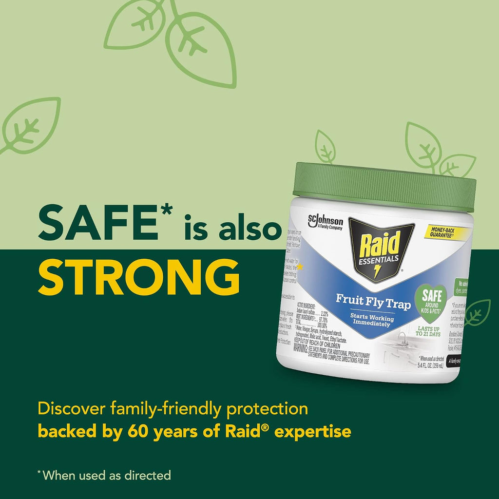 Raid Essentials Fruit Fly Trap, Made With Essential Oils, Child And Pet Safe, 5.4 Oz