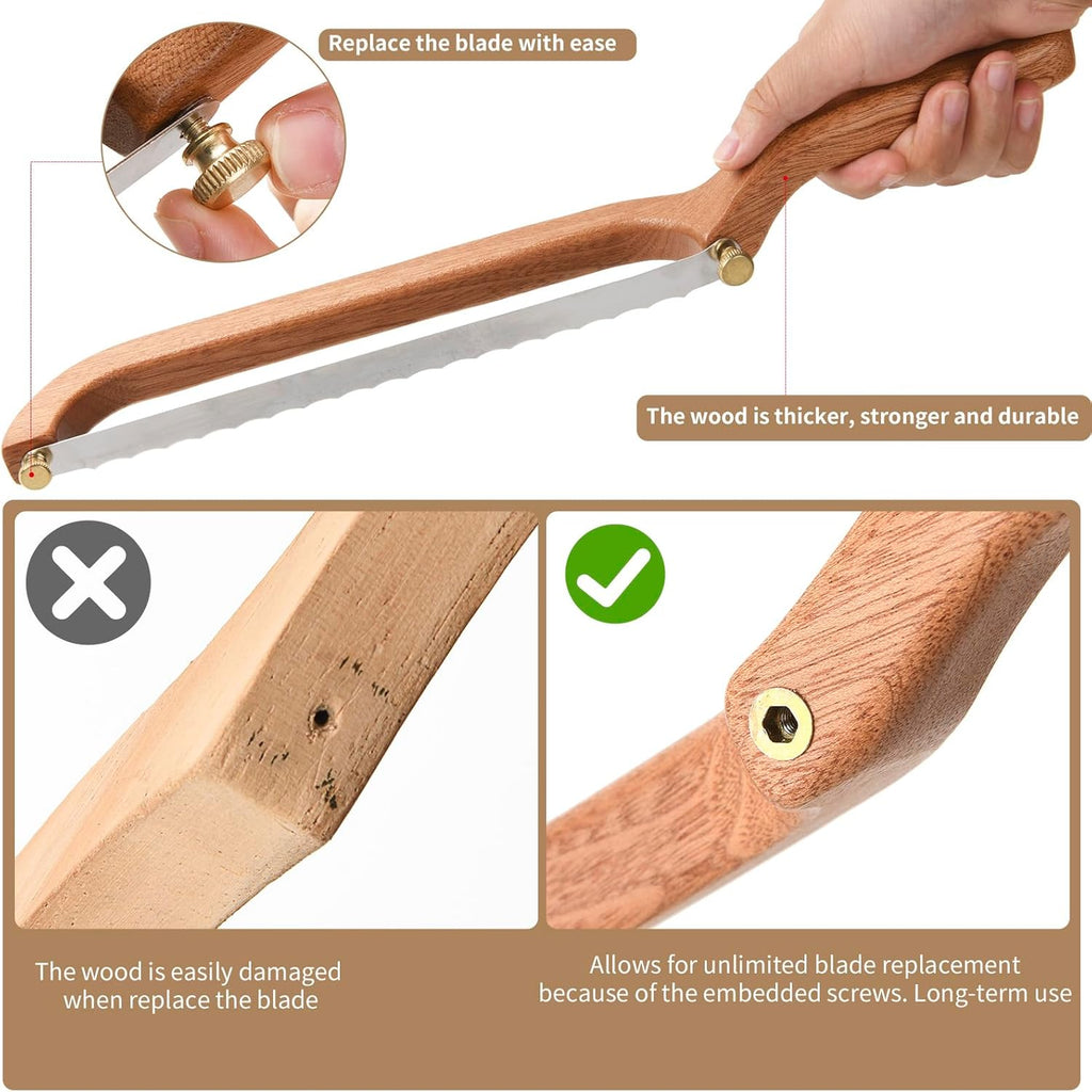 Uprichya Bread Knife for Homemade Bread Sourdough, Serrated Bread Slicer & Bread Bow Knife with Ergonomic Grip for Easy, Clean & Even Slicing