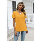 Womens Tops Summer Casual Short Sleeve Tshirts Business Basic Spring V-Neck Shirts Outfits S-3XL