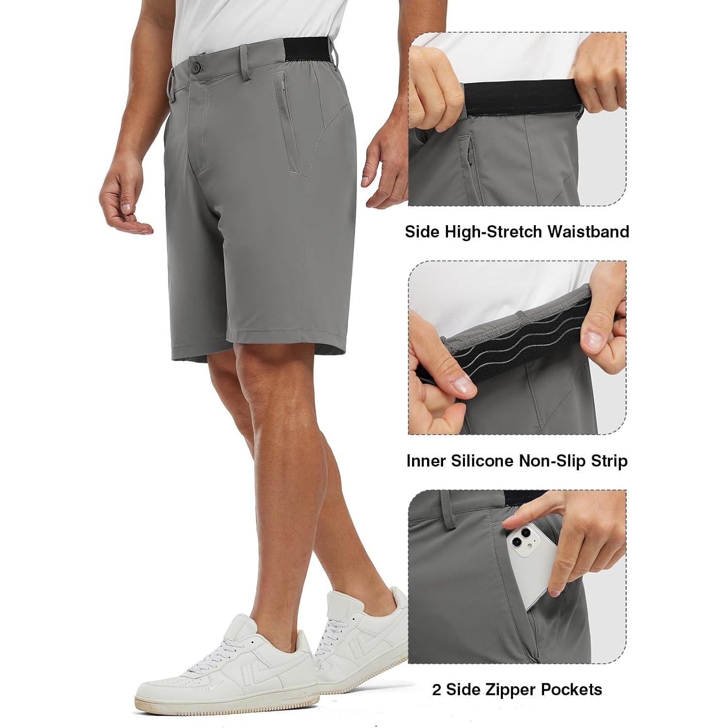 Tbmpoy Men'S 9" Golf Shorts Stretch Quick Dry Casual Dress Shorts Flat Front Lightweight For Work Business Travel