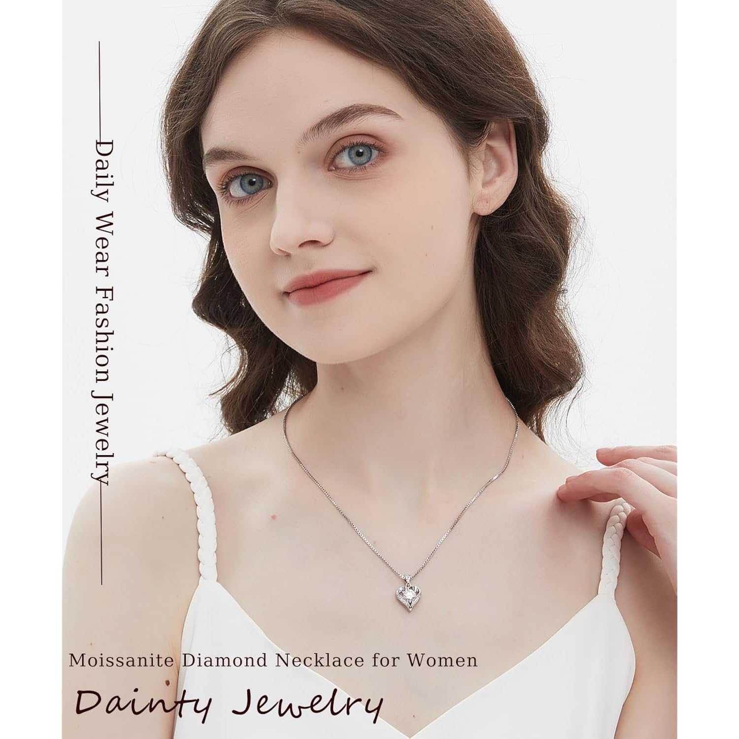 KRZ 1-3CT Moissanite Heart Necklaces for Women Wife, S925 'I LOVE YOU' Women's Jewelry, Anniversary Birthday Gifts for Women, Birthday Gift Ideas for Wife, Women's Necklaces for Her Girlfriend