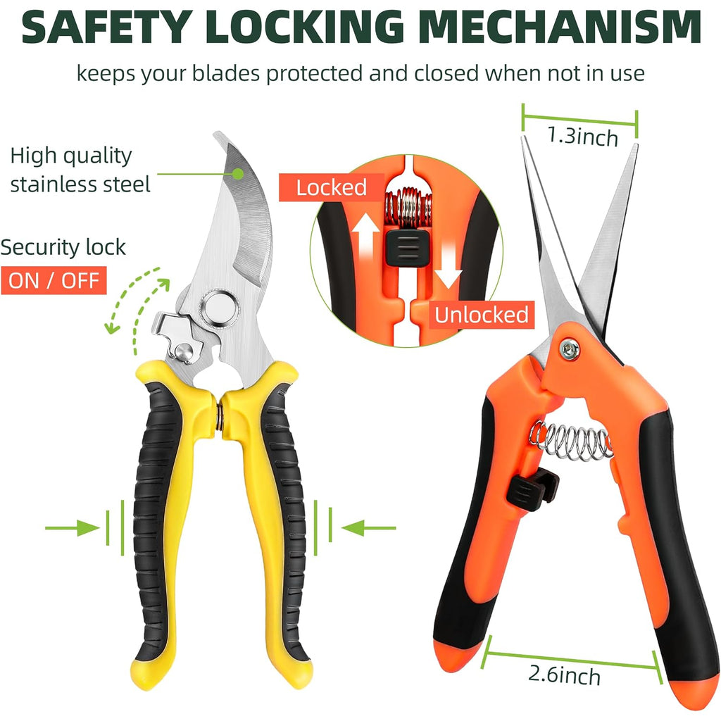 3 Pack Garden Pruning Shears, Stainless Steel Shears, Gardening Shears, Scissors, Garden Clippers, Pruning Snips, Pruning Shears For Gardening Tools