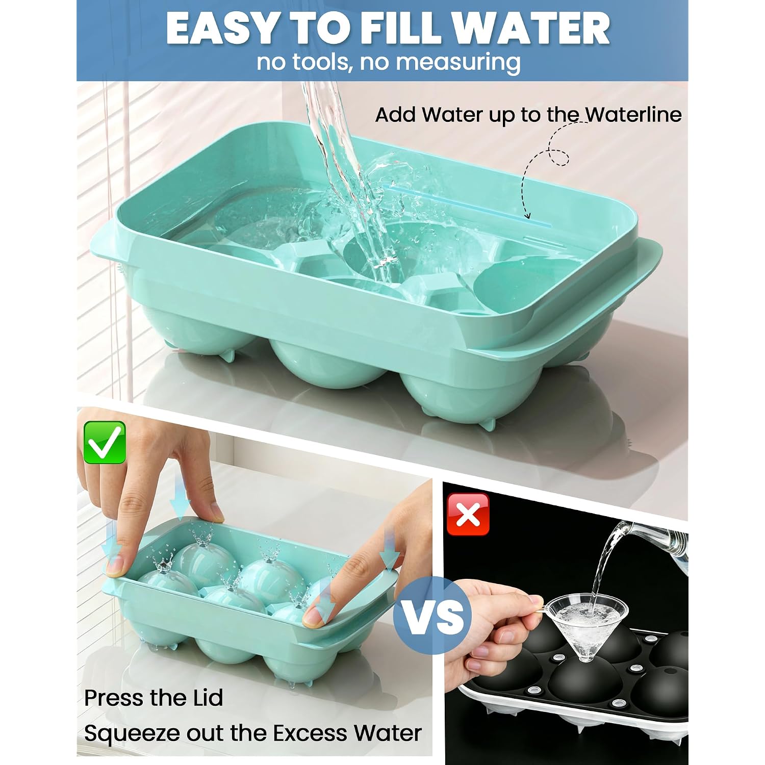 Large Ice Cube Tray For Freezer - 2 Pack Stackable Round Ice Cube Molds Set, Easy To Fill & Release With Storage Bin And Tongs For Kitchen, Party, Cocktail & Coffee, Gifts For Whiskey Lover (1.93In)