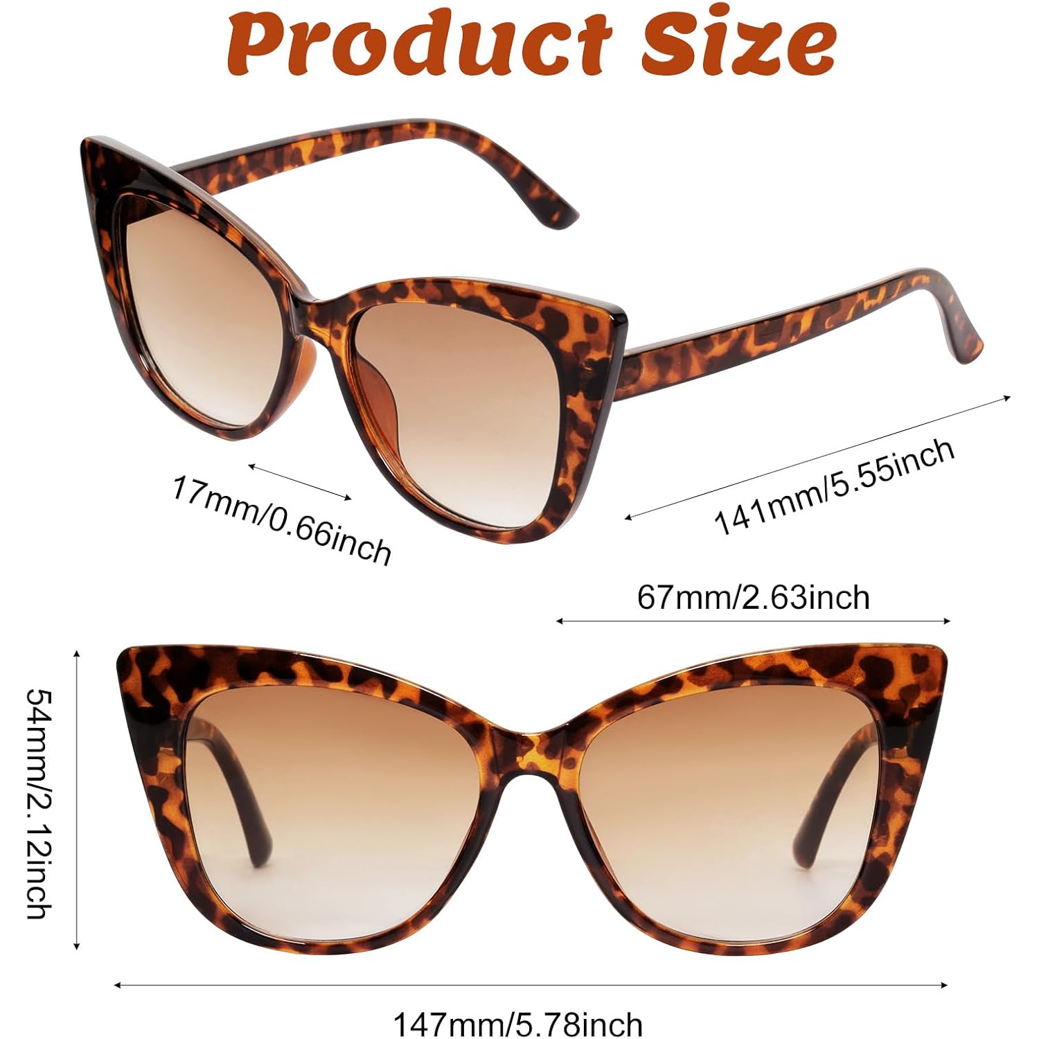 2 Pcs Cat Eye Sunglasses For Women Men Retro Cateye Frame Vintage Square Fashion Cateye Sunglasses