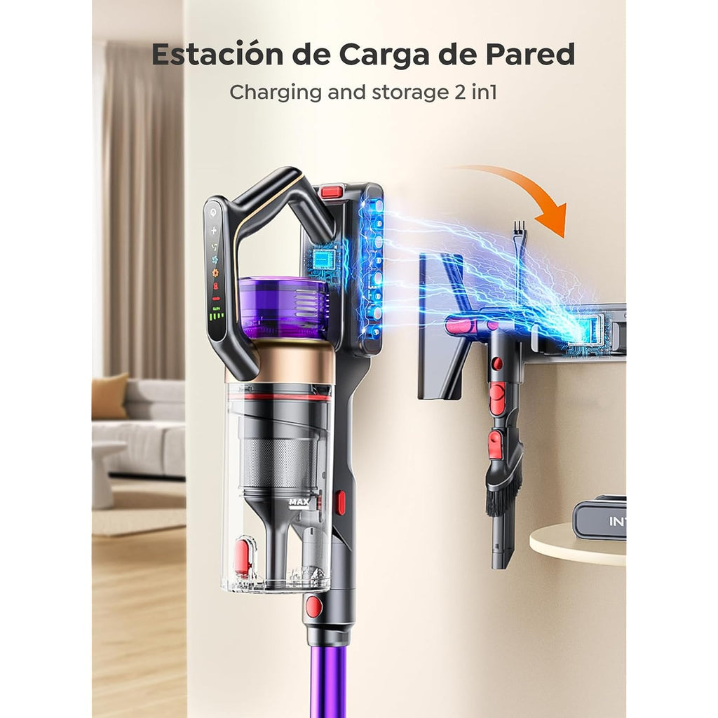 Inteture Cordless Vacuum Cleaner, 650W 55Kpa 70 Mins Vacuum Cleaners For Home, Anti-Tangle Stick Vacuum With Touch Screen, Wall Mount Charging, Upgraded Vacuum Cordless For Pet Hair/Carpet/Floors