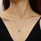 FANCIME 14K Solid Yellow Gold Teardrop Pendant with Diamond Birthstone Necklace Birthday Gifts for Mom Women, Sterling Silver Chain 16" + 2" Extender