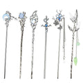 6Pcs Star Moon Hair Sticks For Buns Long Hair Chinese Hanfu Asian Vintage Hair Chopsticks Metal Silver Hair Bun Updo Holders Long Hairpins For Women Girls