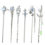 6Pcs Star Moon Hair Sticks For Buns Long Hair Chinese Hanfu Asian Vintage Hair Chopsticks Metal Silver Hair Bun Updo Holders Long Hairpins For Women Girls