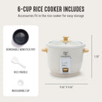 Greenlife Rice Cooker With Removable Pfas-Free Ceramic Nonstick Pot, 3-Cups Uncooked/6-Cups Cooked, Grains & Oatmeal Multicooker, Compact One-Switch Design, Auto Keep Warm, Easy Clean, Cream