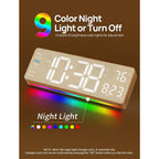 Mashi 2026 Upgrade Digital Wall Clock, 16" Large Display Digital Clock With Remote Control, Auto-Dimming Wall Clock With Night Light, Dst, Date Week,Temp For Living Room, Gift For Elderly (Beige)
