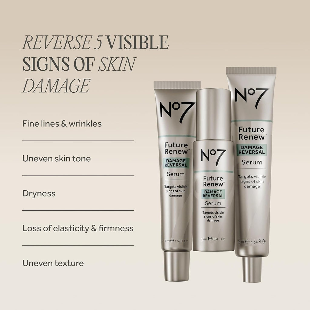 No7 Future Renew Damage Reversal Anti Aging Serum For Face - Face Serum For Women With Peptides To Support Skin Repair - Helps Reduce Fine Lines, Wrinkles, Dryness & Uneven Tone (0.84 Fl Oz)