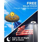 Solar Flag Pole Light For American Flag, 132 Led Solar Flagpole Light With 2600Mah Battery For 15-25 Ft Flagpoles, Dusk To Dawn Auto On/Off, 3 Brightness Modes, Ip65 Waterproof Outdoor Flag Light