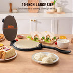 Vevor Tortilla Press, 10 Inch Tortilla And Roti Maker, Cast Iron Heavy Duty Tortilladora Press, Pre-Seasoned Pataconera With 100 Pcs Parchment Paper, Dough Maker For Flour Tortilla, Tawa