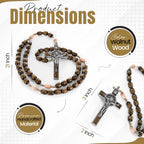 SANCTUM VERITAS Catholic Rosary Necklace | Large Bead Italian Rosary, Christian Prayer Beads for Car Mirror Decor, First Communion Religious Gift for Men and Women, Catholic Keepsake (Walnut Wood)