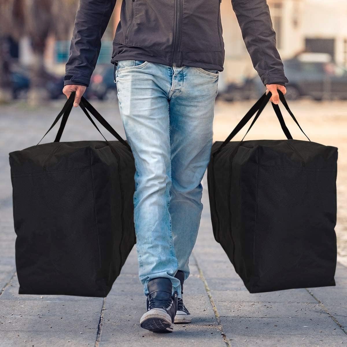 Extra Large Moving Bags With Strong Zippers & Carrying Handles, Storage Bags Storage Totes For Clothes, Moving Supplies, Space Saving Oversized Storage Bag Organizer For Moving, Traveling (2 Pack)