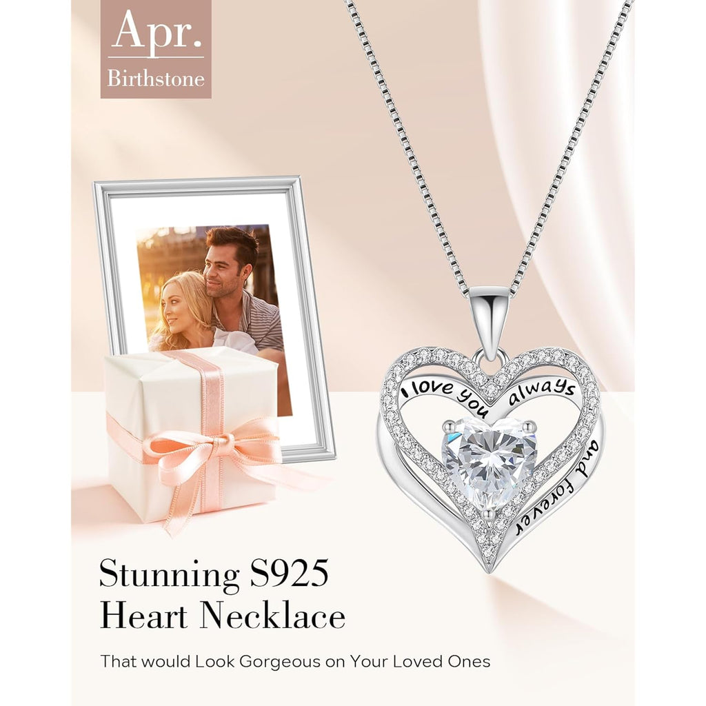 S925 Sterling Silver Necklace for Women, Wife Jewelry Rose Gold, Mom Birthday Valentines Mothers Day Gifts, Girlfriend Necklaces, Daughter Heart Jewel, Anniversary for Her