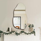 TRAHOME 32'' x 18'' Irregular Asymmetrical Wall Mirror for Living Room Bathroom Entryway, Modern Decorative Mirror Hanging