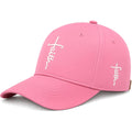 Christian Baseball Cap Embroidered Faith Cross Hat Adjustable Structured Front Panel Thick Raised Stitching
