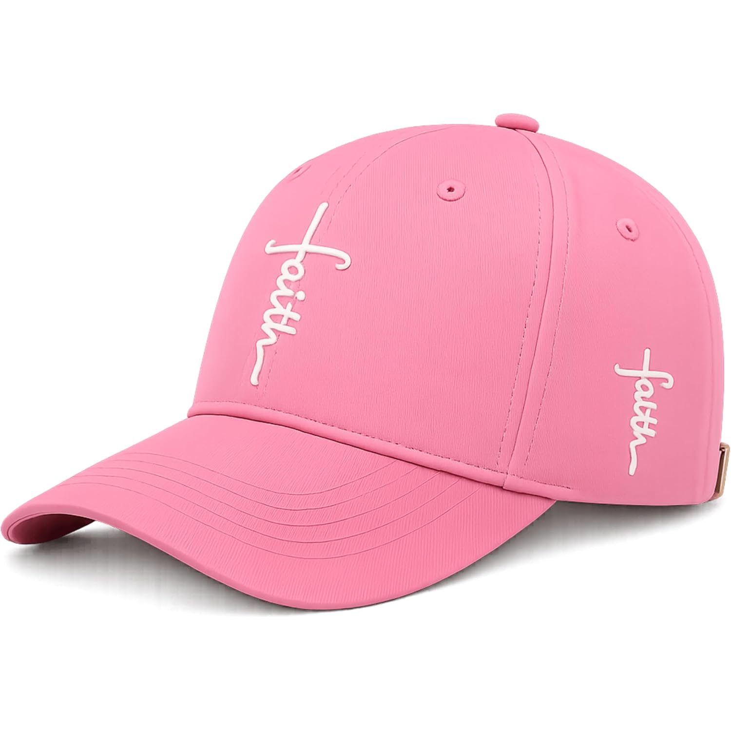 Christian Baseball Cap Embroidered Faith Cross Hat Adjustable Structured Front Panel Thick Raised Stitching