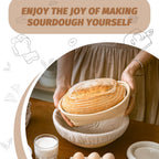 Sourdough Proofing Basket Gift Set, 9" Round And 10" Oval Banneton Bread Baking Supplies, Sourdough Baskets With Bread Lame, Danish Whish, Bowl Scraper, Sourdough Scraper, And Linen Liner