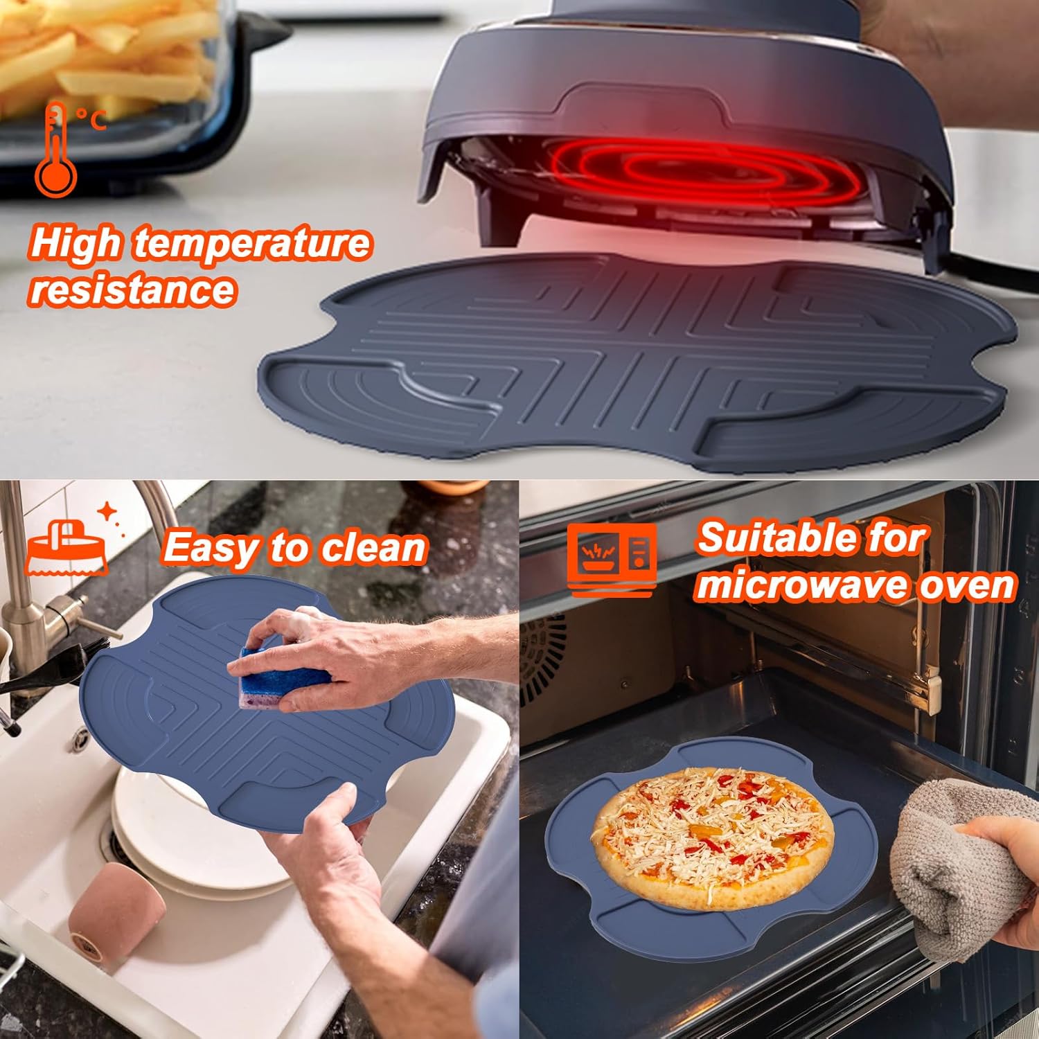 Palksky Air Fryer Trivets Silicone for Ninja Crispi, Hot Pads Potholders for Ninja Crispi Airfryer Accessories, Portable Glass Air Fryer Cooking System Holder, Kitchen Aid (Dark Gray)