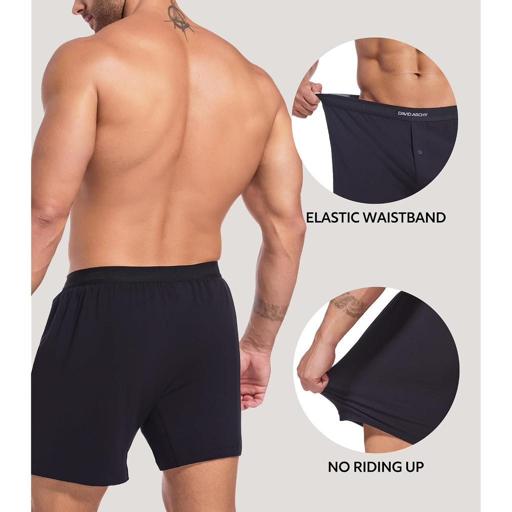 David Archy Combed Cotton Boxers For Men Soft Underwear Mens Boxers Knit Boxer Shorts For Men Pack