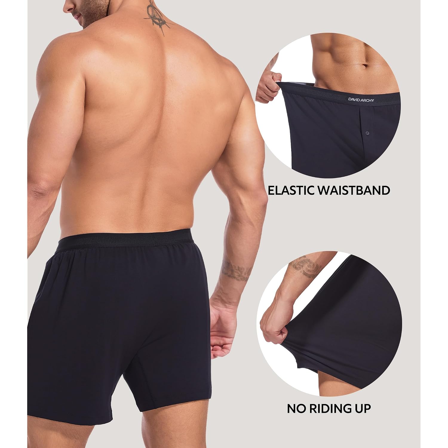 David Archy Combed Cotton Boxers For Men Soft Underwear Mens Boxers Knit Boxer Shorts For Men Pack