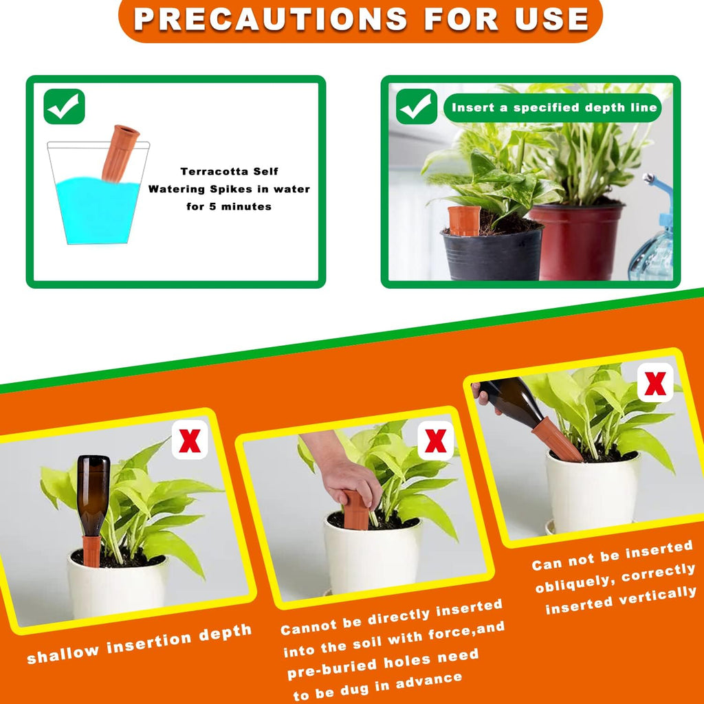 Tkscusr Plant Self-Watering Stakes-15 Pack Terracotta Automatic Plant Waterer Devices Auto-Water Irrigation System For Indoor/Outdoor Plants