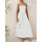 Prettygarden Women 2026 Summer Elegant Strapless Maxi Dress Tube Top Dress A Line Flowy Long Wedding Party Cocktail Dresses