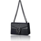Leather Crossbody And Satchel Purse For Women - Classic Snake Print Chain Purse Luxury Pu Leather Bag