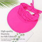 Women Visor Sun Hat Adjustable Foldable Wide Brim Sun Hats Summer UPF 50+ UV Protection Visor Cap for Outdoor Beach Fuschia a
